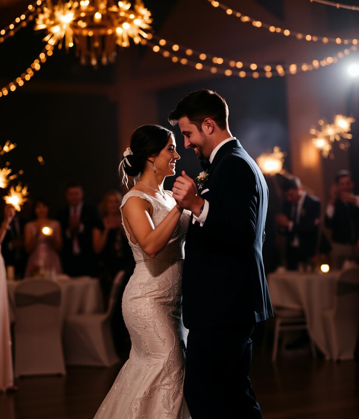 Couple dancing at wedding reception